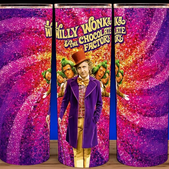 Glow in the Dark Willy Wonka Chocolate Factory Retro Cup Mug Tumbler 20oz - Picture 2 of 4